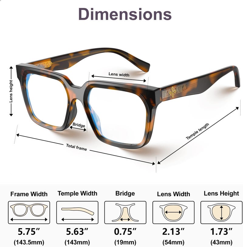 VISOONE 2 Pack Rectangle TR90 Blue Light Blocking Glasses Computer Eyewear with Preppy Look for Women and Men Cougar - Image 5